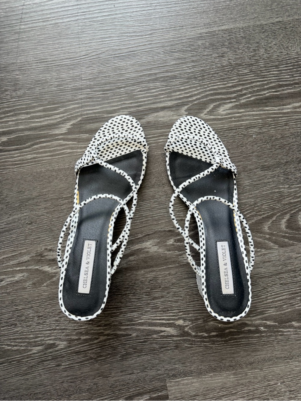 Chelsea & Violet White Polka Dot Strappy Sandals